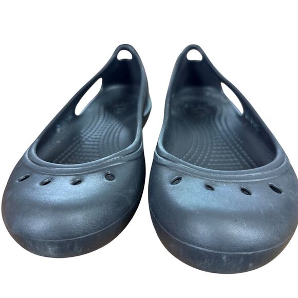 Crocs Kadee Womens Black Rubber Flats Slip On Round Toe Shoes Comfort sz 7 - Picture 7 of 16
